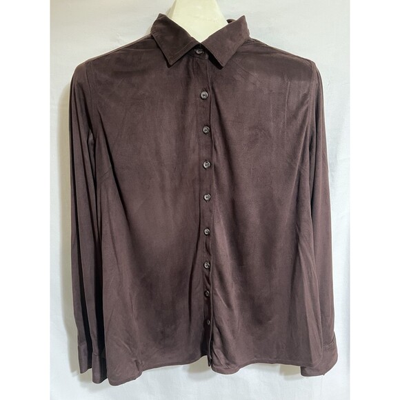 Women’s large brown button up collared shirt western BoHo Square Dance, R - Picture 1 of 5